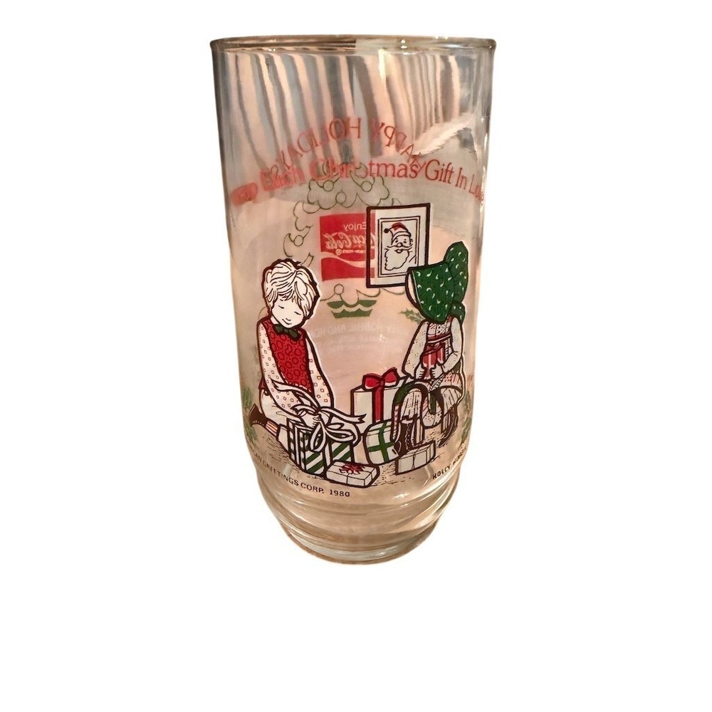 Vintage‎ 1980 Coca-Cola Holly Hobbie & Robby Happy Holidays Glass Tumbler